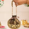 Black And Gold Cotton Potli Bag