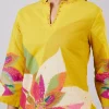 Yellow Cotton Coord Set With Hand Painted Work