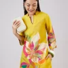 Yellow Cotton Coord Set With Hand Painted Work