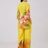 Yellow Cotton Coord Set With Hand Painted Work