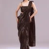 Maroon Ready Pleated Sequin Saree Set