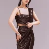 Maroon Ready Pleated Sequin Saree Set