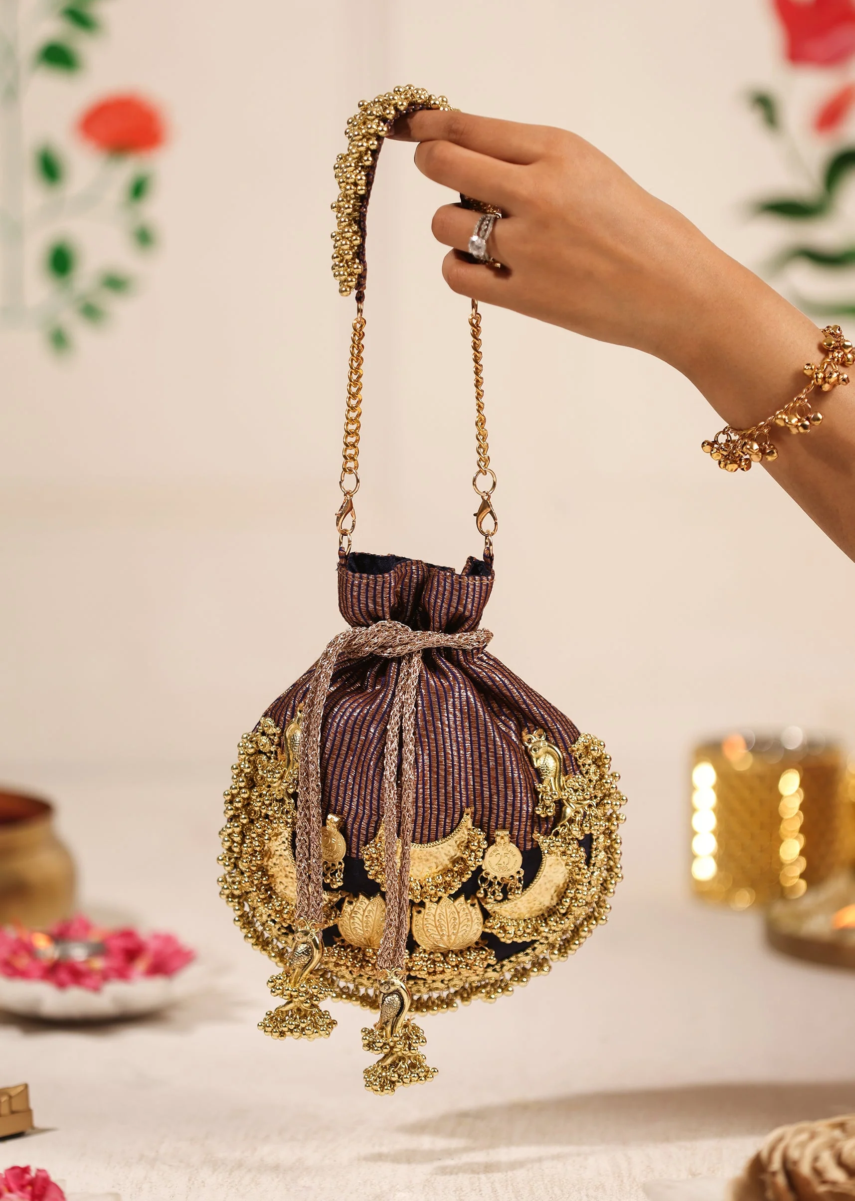 Purple Cotton Potli Bag