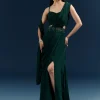 Bottle Green Crepe Ready Pleated Saree With Heavy Embroidery