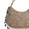 Gold And Green Embellished Handbag