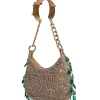 Gold And Green Embellished Handbag