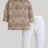 Brown Floral Kids Kurta Set