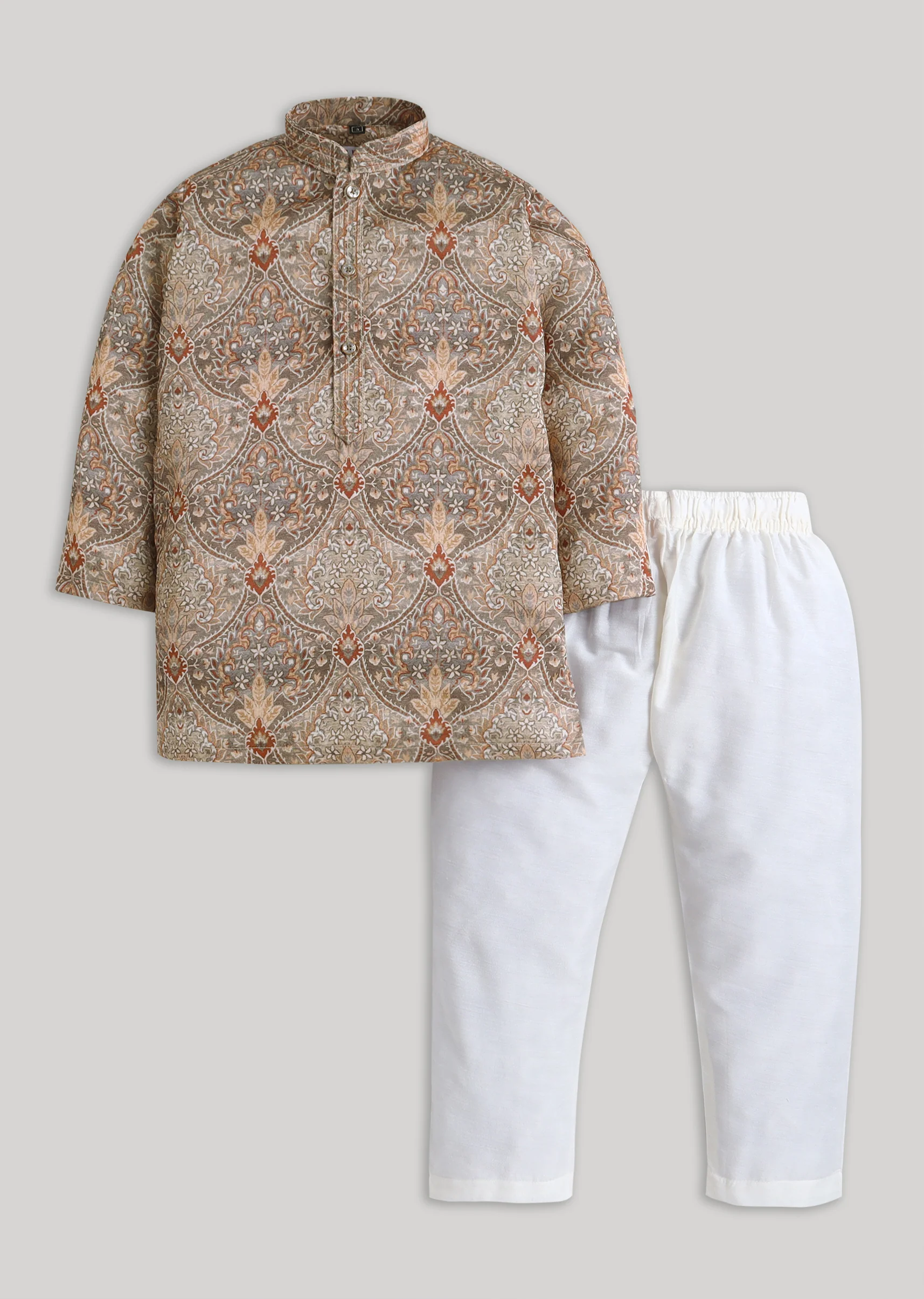 3267-brown-floral-kids-kurta-set-1.webp Brown Floral Kids Kurta Set