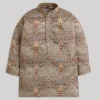 Brown Floral Kids Kurta Set