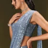 Blue Pre Stitched Saree With Sequin Stone Work