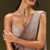Brown Sequin Ready Pleated Saree With Stone Work