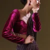 Dark Maroon Pre Stitched Sequined Saree With Sweetheart Neck Blouse