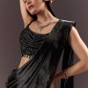 Black Indowestern Sharara Suit With Cowl Blouse With Attached Pallu Attached