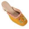 Yellow Embellished Heel Mules