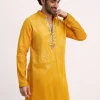 Yellow Shaded Sequin Zipper Kurta With Yellow Pants