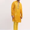 Yellow Shaded Sequin Zipper Kurta With Yellow Pants