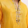 Yellow Shaded Sequin Zipper Kurta With Yellow Pants