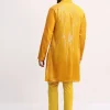 Yellow Shaded Sequin Zipper Kurta With Yellow Pants