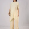 Ivory Cotton Indo Western Coord Set With Resham Work