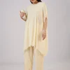 Ivory Cotton Indo Western Coord Set With Resham Work