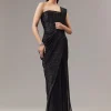 Black Ready Pleated Indo Western Shimmer Saree With Sequin Corset Blouse