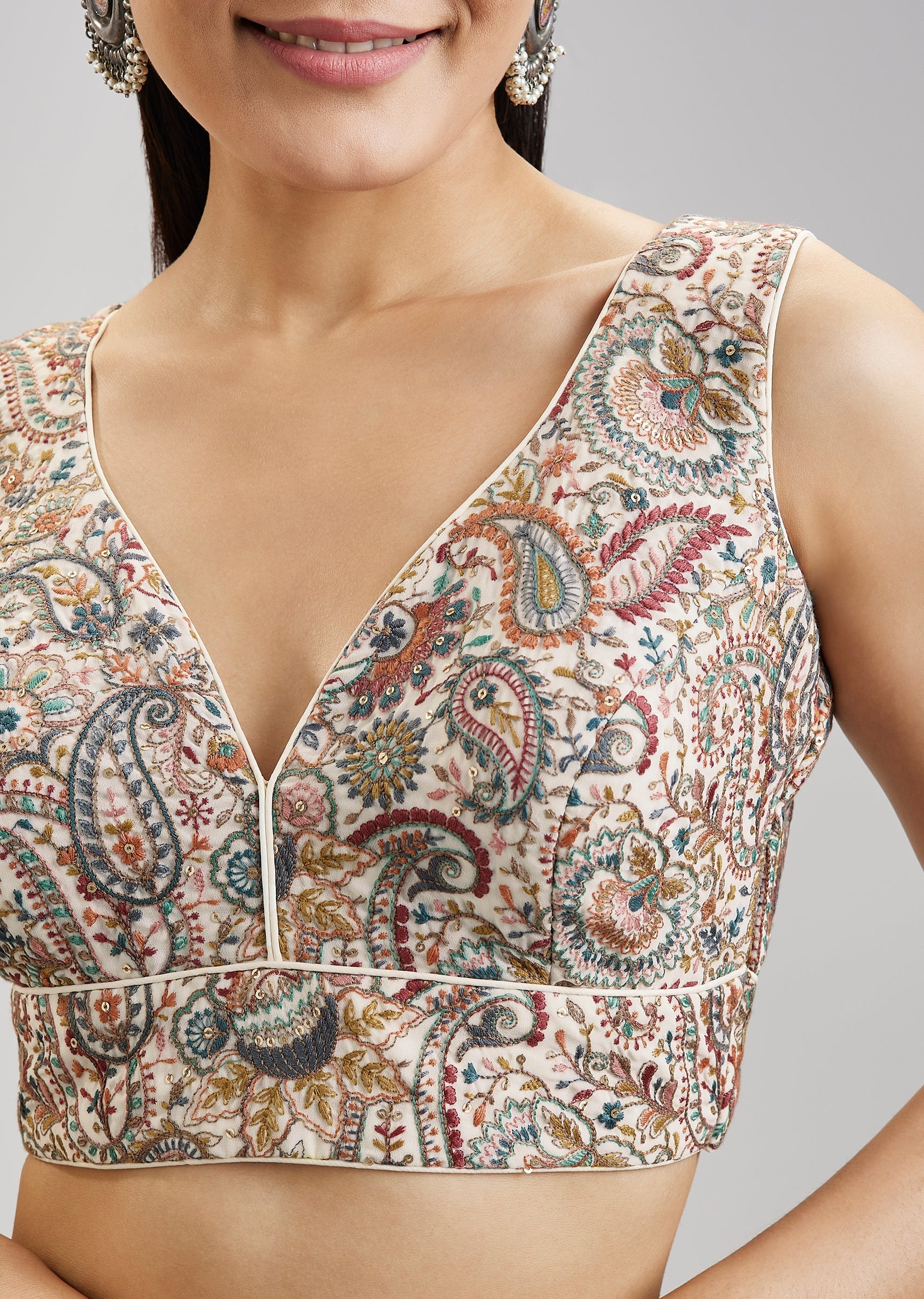 Multi Colour Embroidered Georgette Blouse