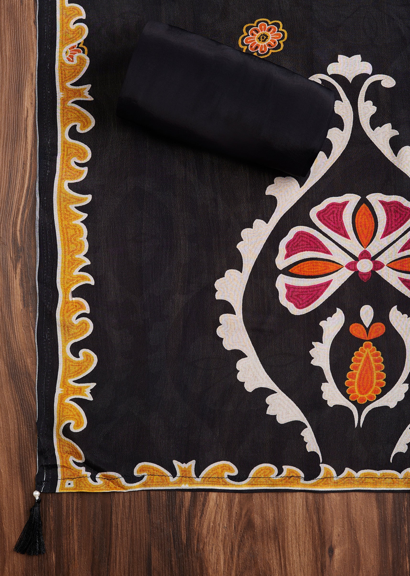 Printed Black Georgette Suit Set