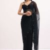 Black Embroidered Organza Saree With Unstitched Blouse