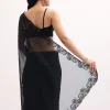 Black Embroidered Organza Saree With Unstitched Blouse
