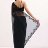 Black Embroidered Organza Saree With Unstitched Blouse