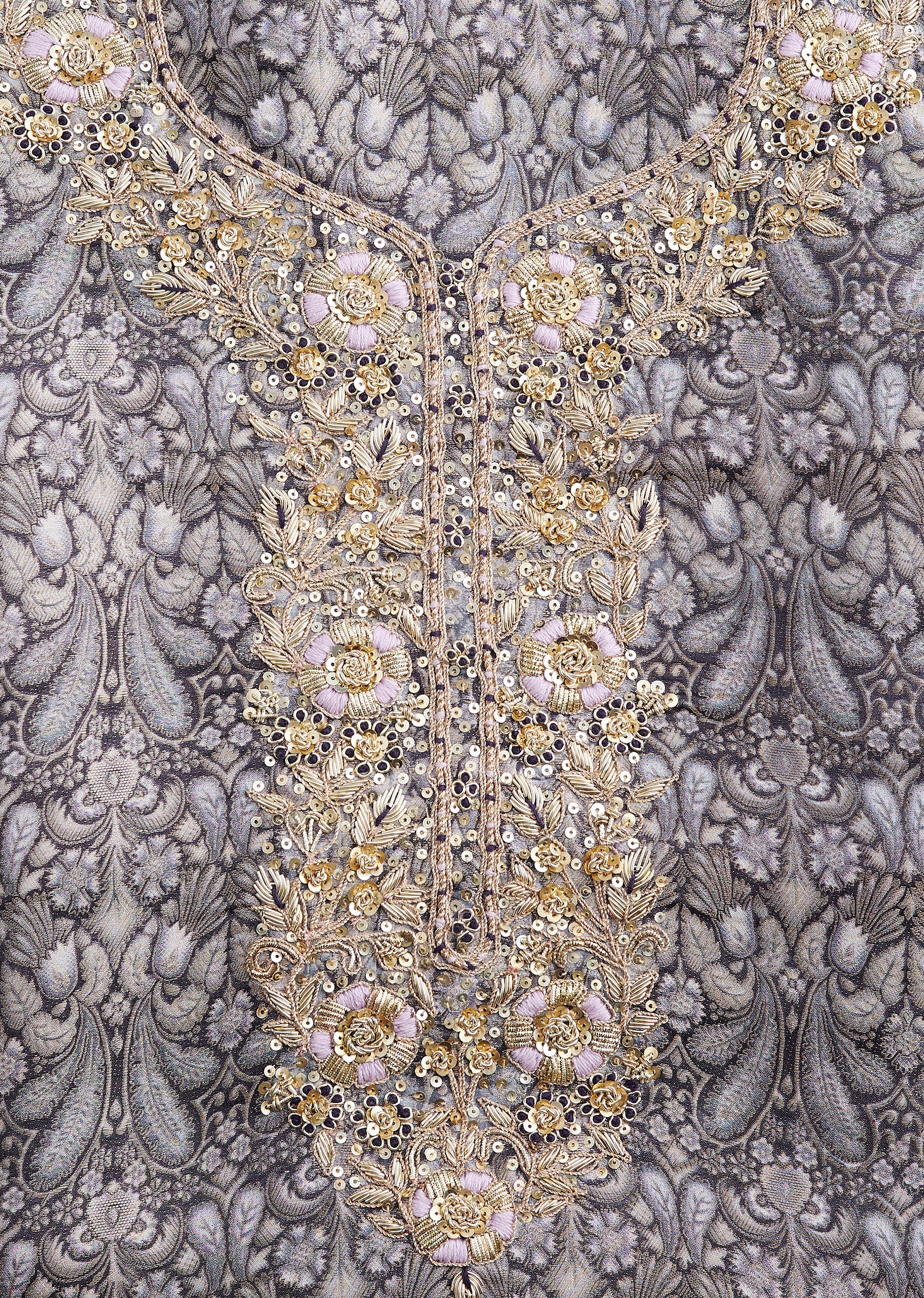 Black Brocade Banarasi Embroidered Silk Unstitched Suit
