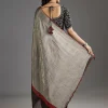 Black Kanjivaram Tissue Saree With Embroidered Blouse