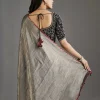 Black Kanjivaram Tissue Saree With Embroidered Blouse