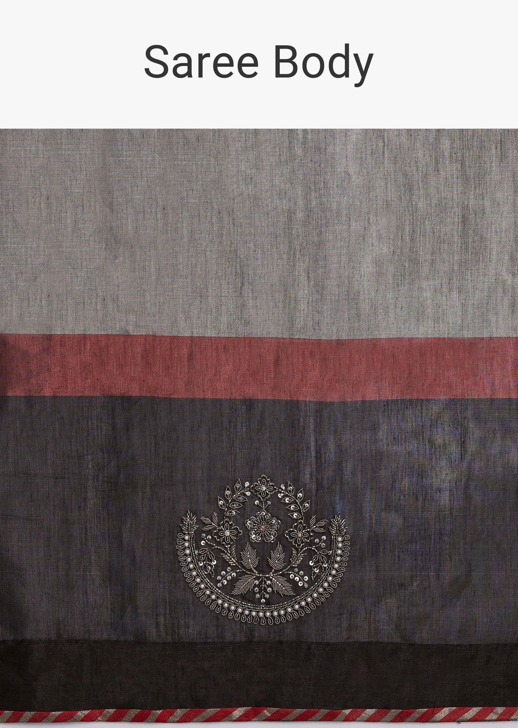 Black Kanjivaram Tissue Saree With Embroidered Blouse