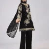 Black Georgette Palazzo Set With Resham Work