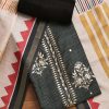 Black Tussar Printed Unstitched Suit With Dupatta and Bottom Fabric