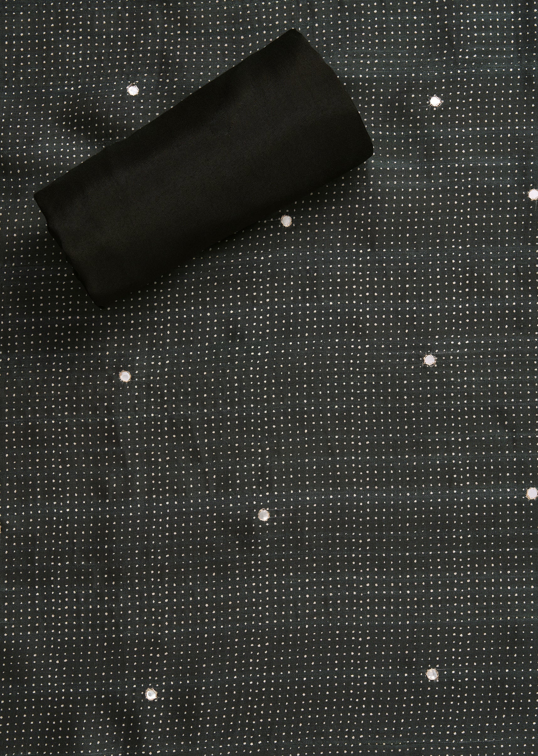 Black Tussar Printed Unstitched Suit With Dupatta and Bottom Fabric