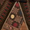Black Cotton Unstitched Suit With Dupatta