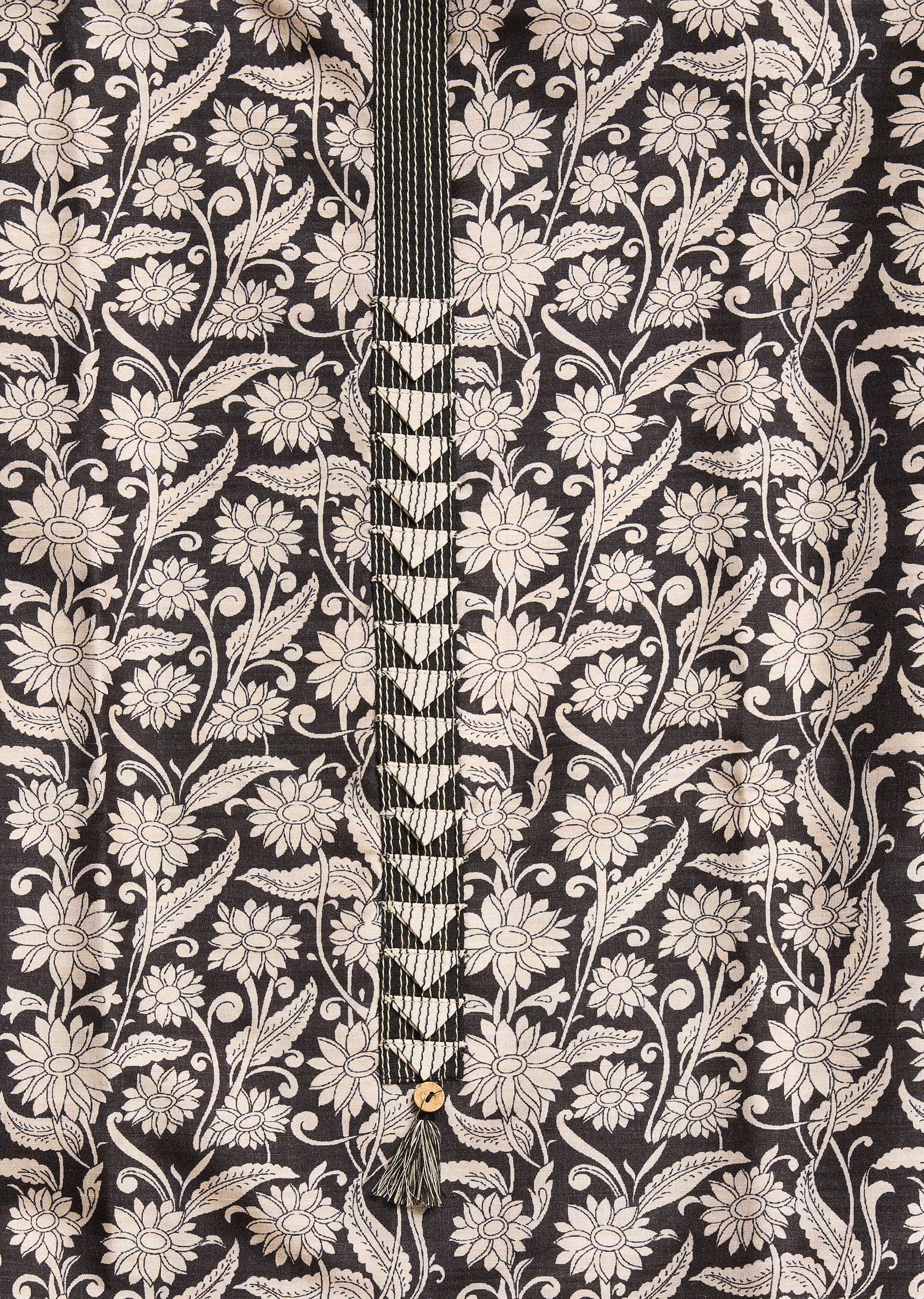 Classic Black Cotton Unstitched Suit