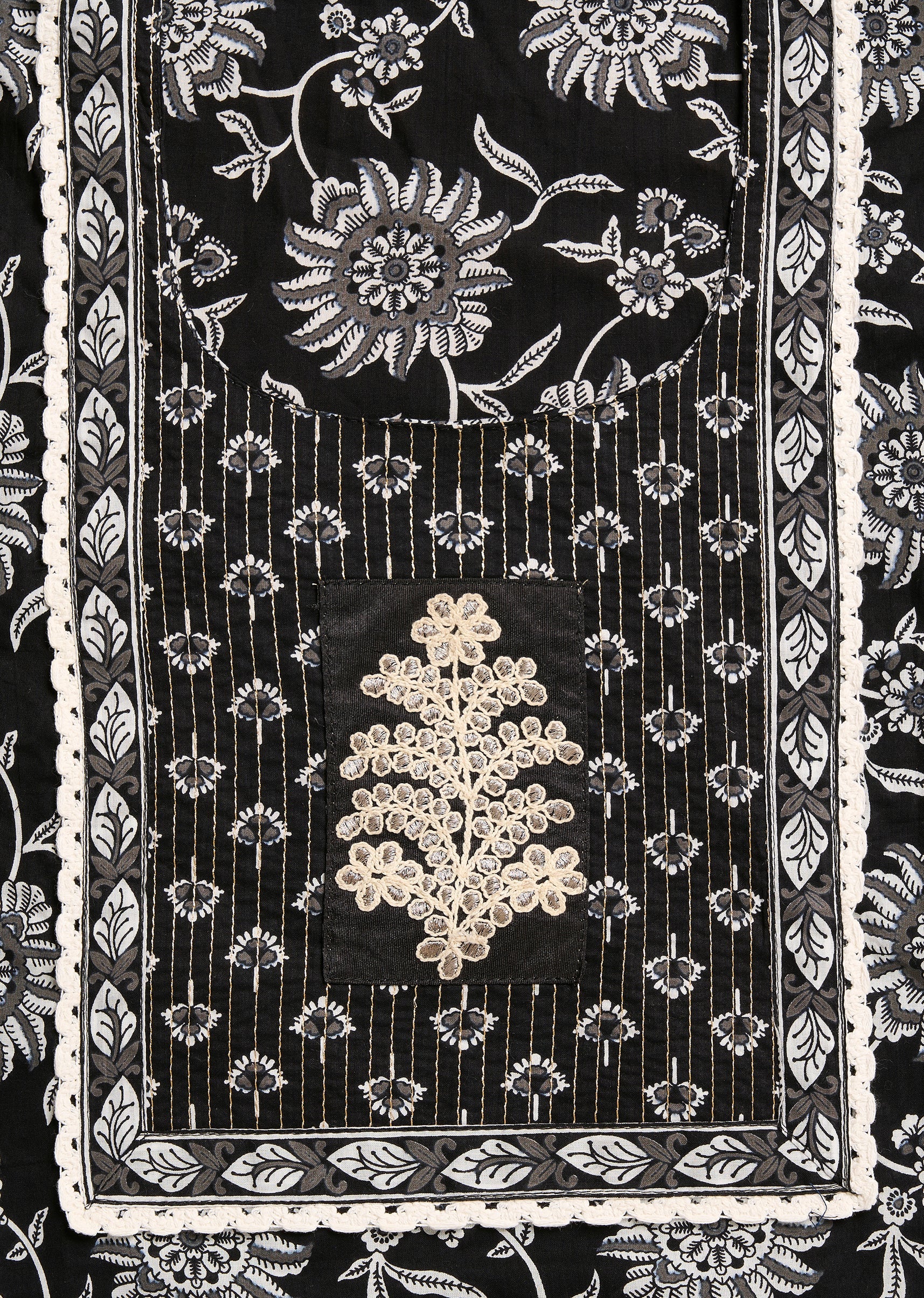 Black Cotton Unstitched Suit