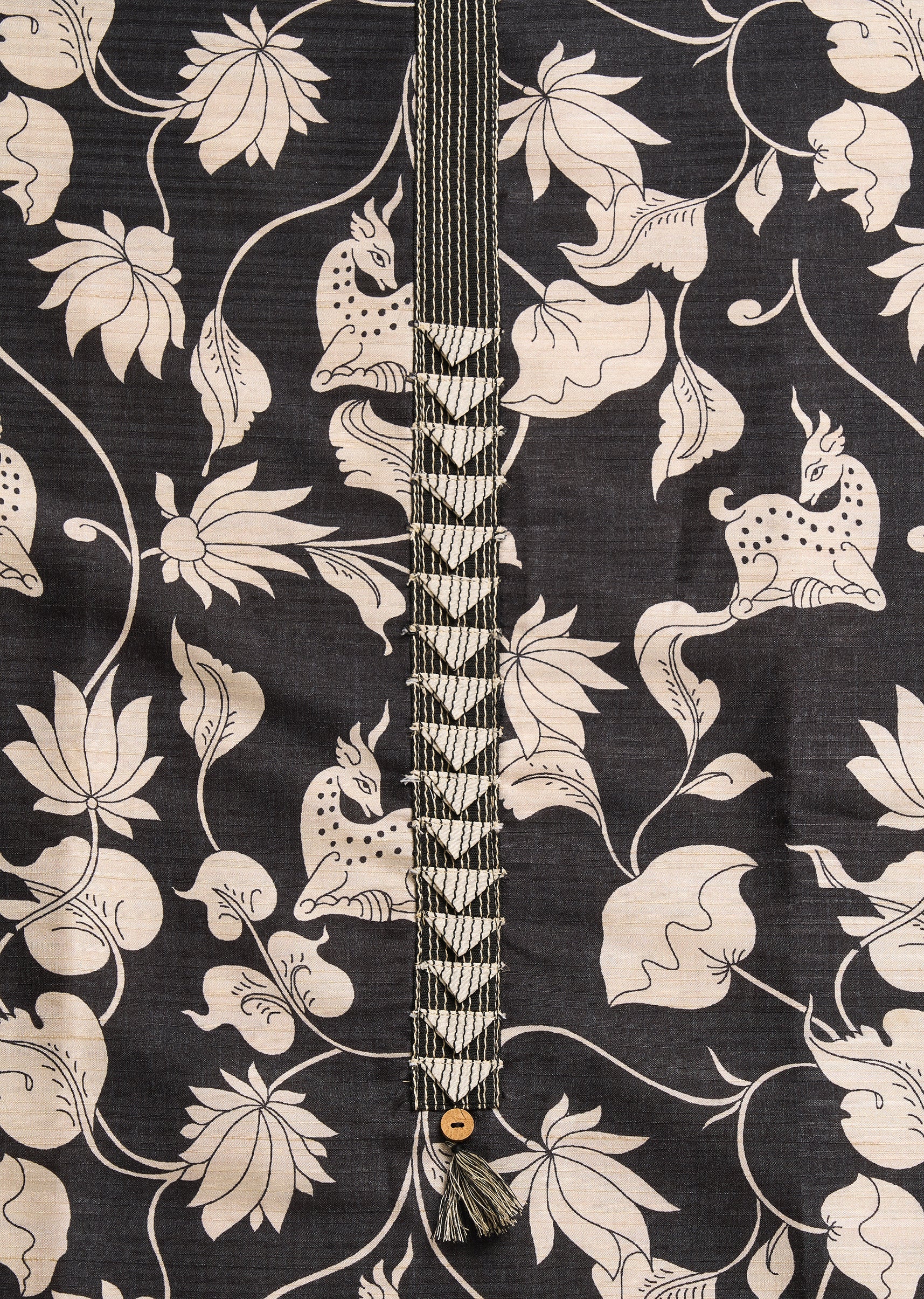 Black Cotton Printed Unstitched Suit And Dupatta and Bottom Fabric