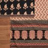 Black Cotton Printed Unstitched Suit with Dupatta and Bottom Fabric