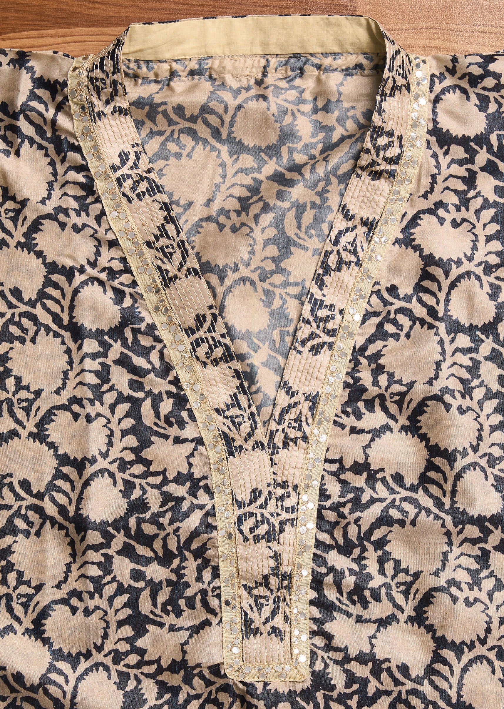Black Printed Unstitched Suit Set