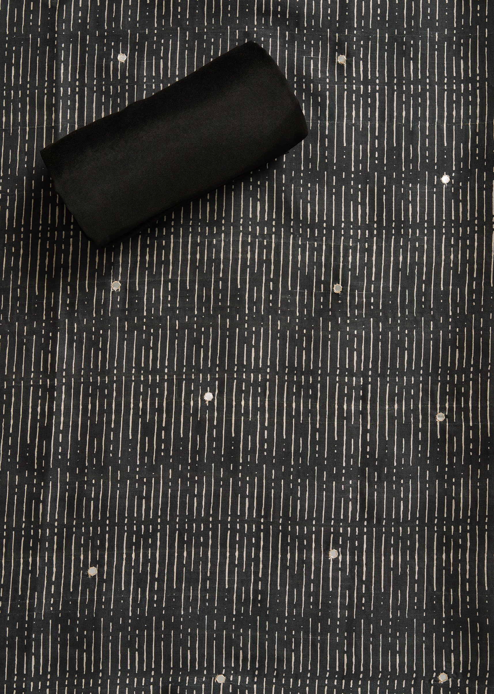 Black Cotton Printed Unstitched Suit