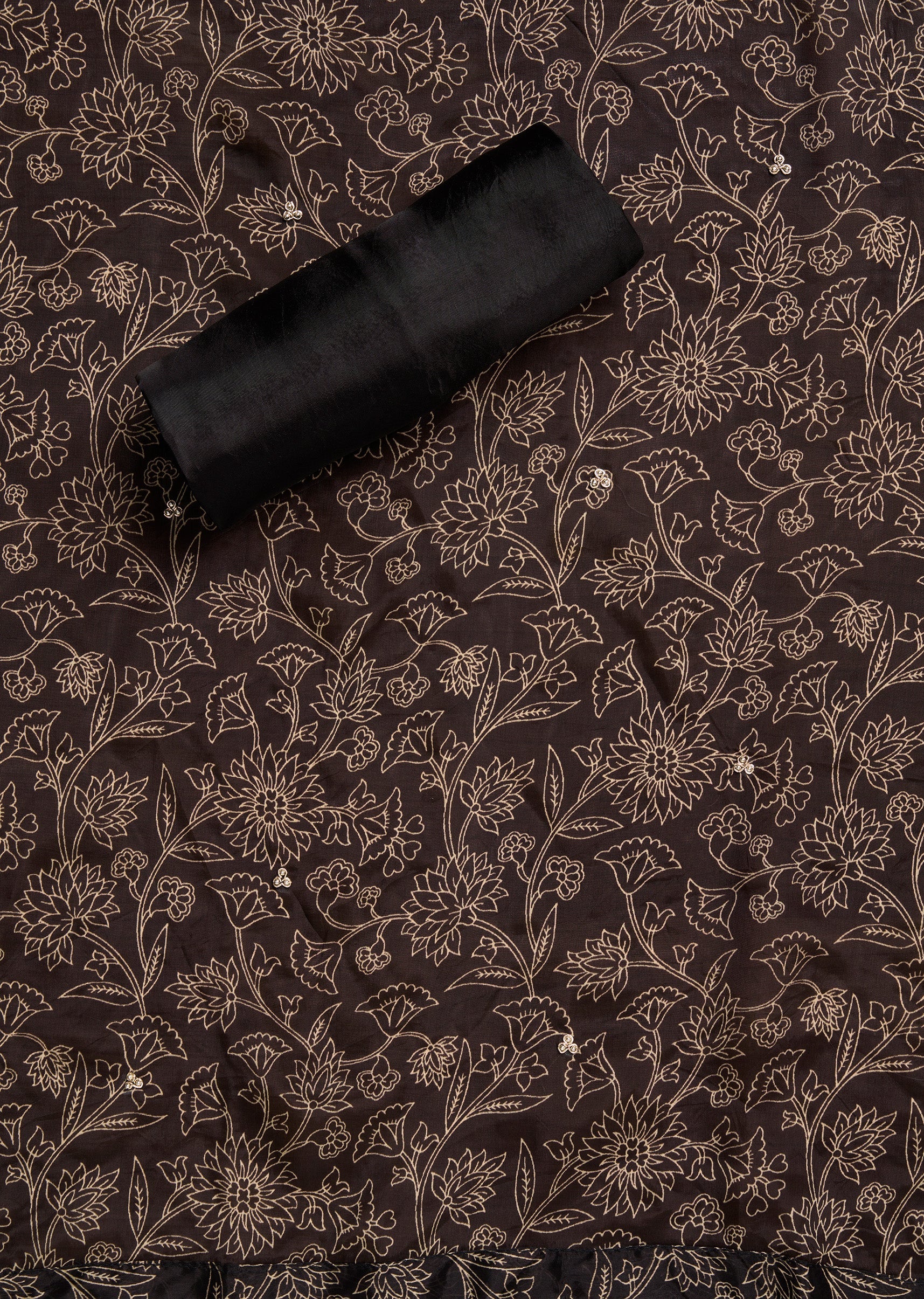 Black Tissue Printed Unstitched Suit Set