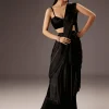 Black Organza Ready Pleated Saree