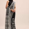Black Georgette Chikankari Saree With Jaal Work And Unstitched Blouse