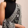 Black Georgette Chikankari Saree With Jaal Work And Unstitched Blouse
