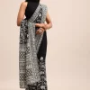 Black Georgette Chikankari Saree With Jaal Work And Unstitched Blouse