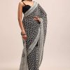 Black Georgette Chikankari Saree With Unstitiched Blouse